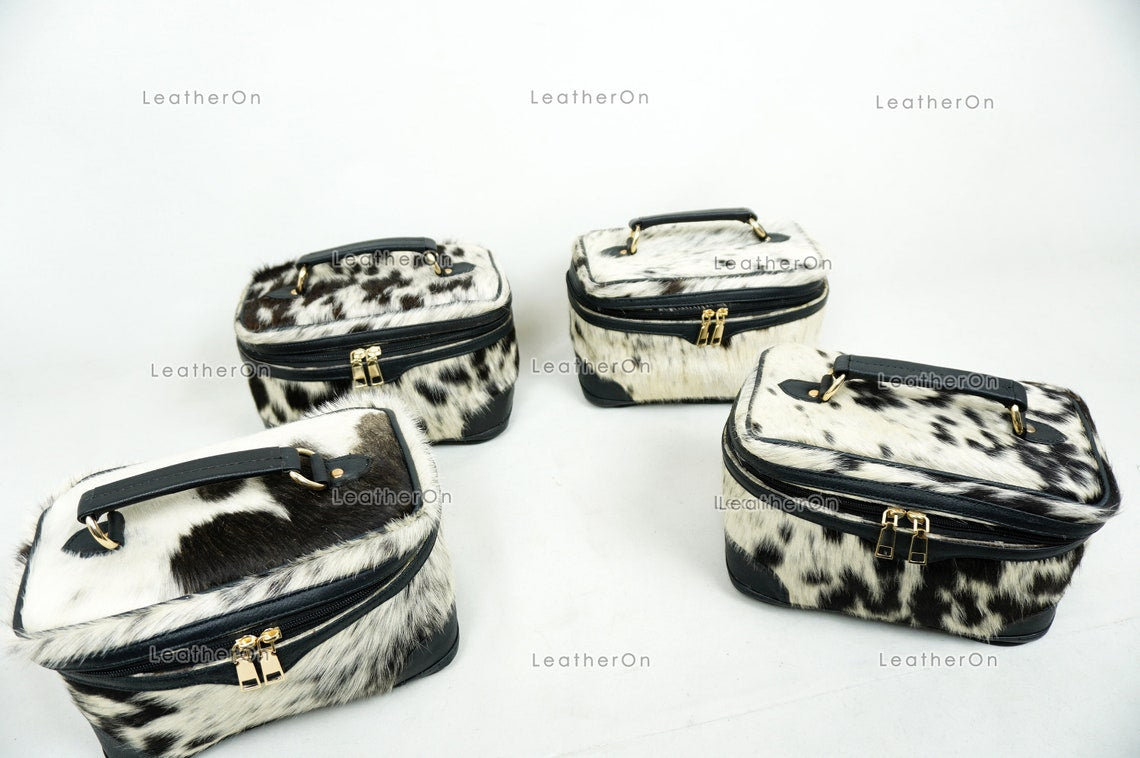 Cowhide Beauty Box Bag | 100% Natural Cowhide Top Handle Bag | Real Hair On Cowhide Leather Ladies Bag | Cow Skin Beauty Box Bag | BOX01