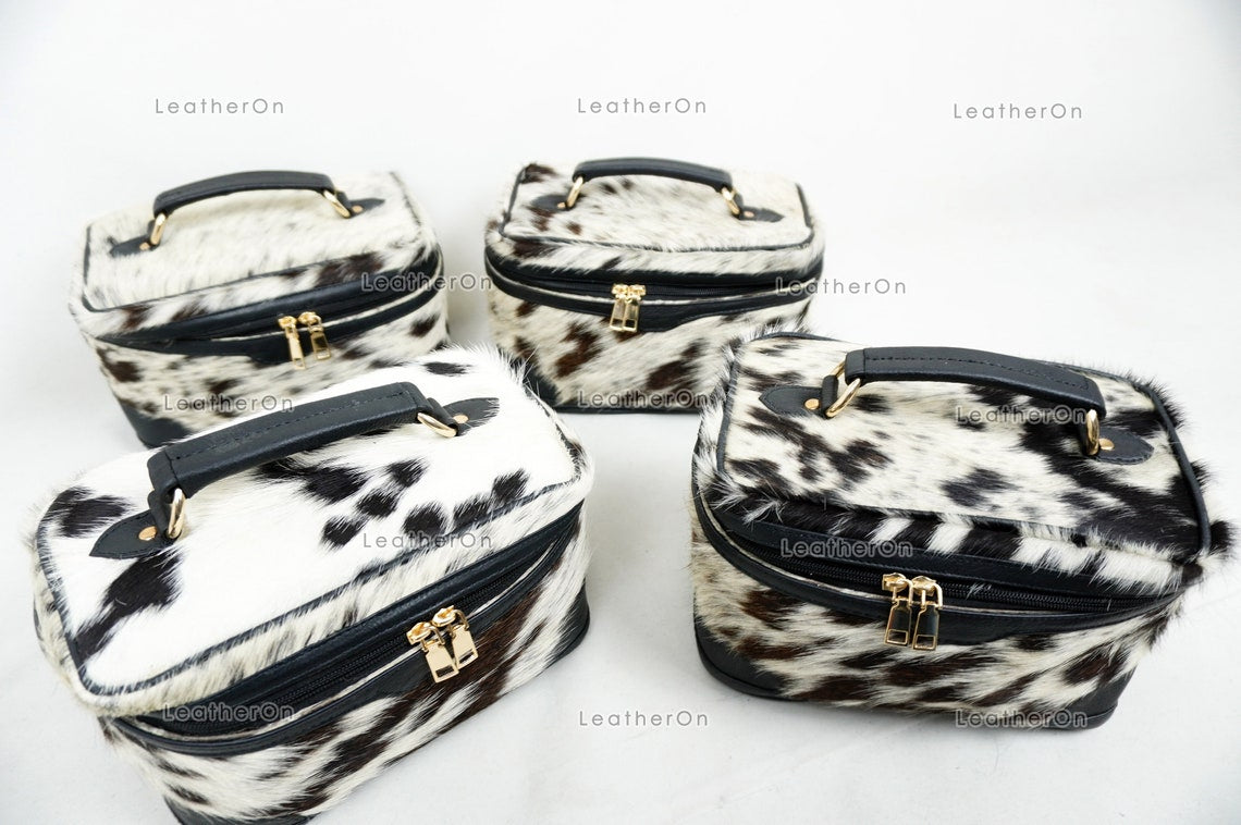 Cowhide Beauty Box Bag | 100% Natural Cowhide Top Handle Bag | Real Hair On Cowhide Leather Ladies Bag | Cow Skin Beauty Box Bag | BOX01
