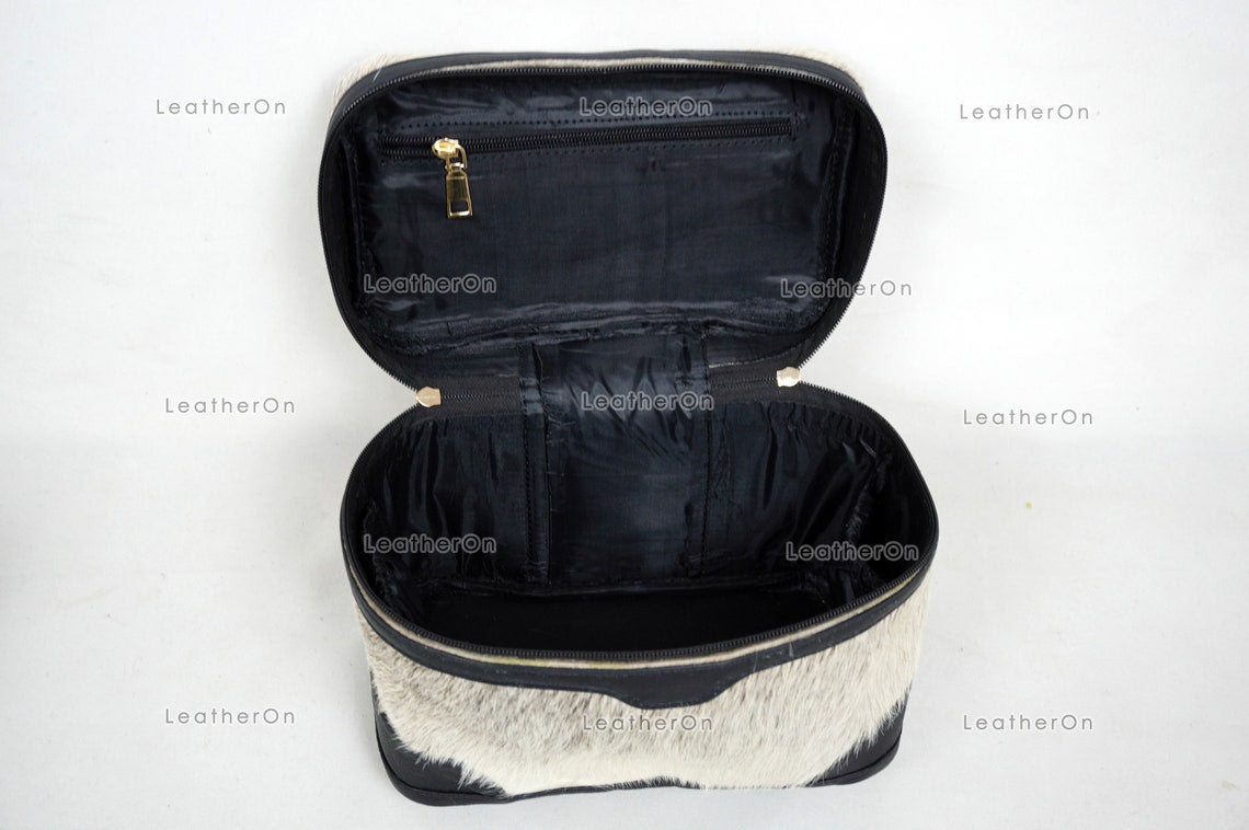 Cowhide Beauty Box Bag | 100% Natural Cowhide Top Handle Bag | Real Hair On Cowhide Leather Ladies Bag | BOX03