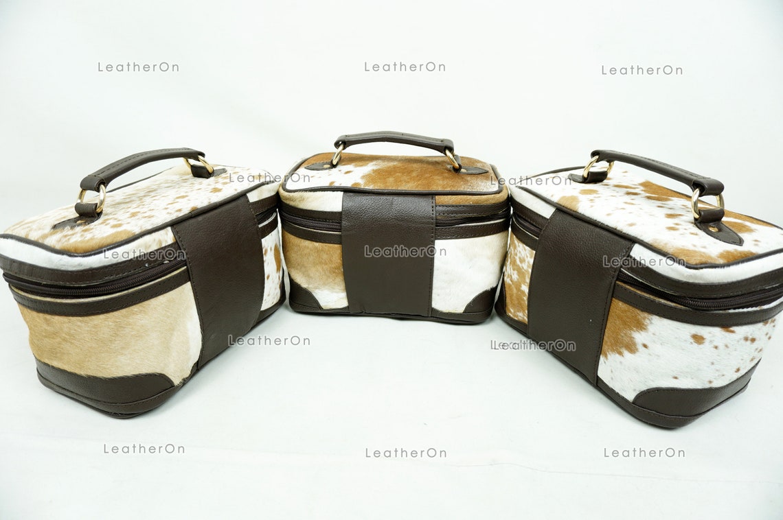 Cowhide Beauty Box Bag | 100% Natural Cowhide Top Handle Bag | Real Hair On Cowhide Leather Ladies Bag | BOX05