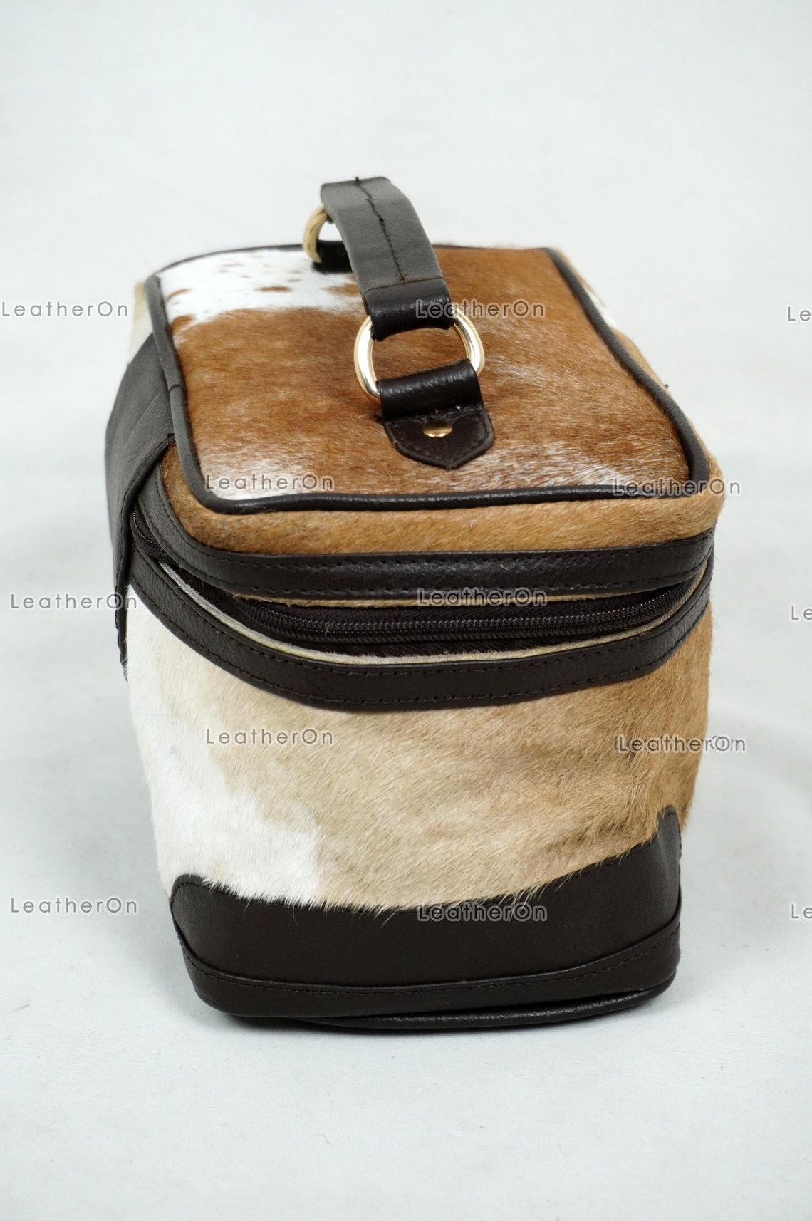 Cowhide Beauty Box Bag | 100% Natural Cowhide Top Handle Bag | Real Hair On Cowhide Leather Ladies Bag | BOX05