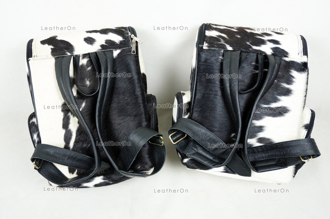 Natural Cowhide Backpack | 100% Real Hair On Cowhide Leather Backpack | Cowhide Shoulder Bag | Hair on Leather Backpack | BP26