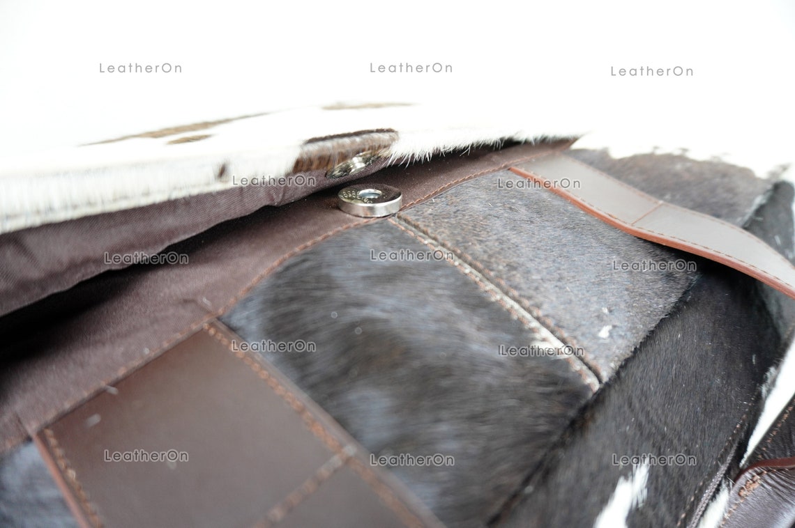 Cowhide Laptop Briefcase Bag | Natural Cowhide Office Satchel Bag | Cowhide Messenger Bag | Cowhide File Bag | Documents Bag | OB22