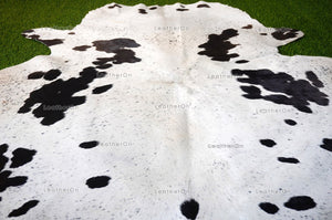 Small ( 4.6 X 5 ft.) EXACT As Photo, Black White COWHIDE Area RUG | 100% Natural Cowhide Rug | Hair-on Leather Cow Hide Rug | C559