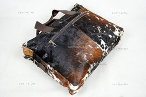 Cowhide Laptop Briefcase Bag | Natural Cowhide Office Satchel Bag | Cowhide Messenger Bag | Cowhide File Bag | Documents Bag | OB25