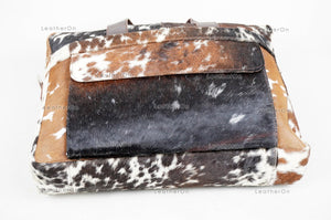 Cowhide Laptop Briefcase Bag | Natural Cowhide Office Satchel Bag | Cowhide Messenger Bag | Cowhide File Bag | Documents Bag | OB25