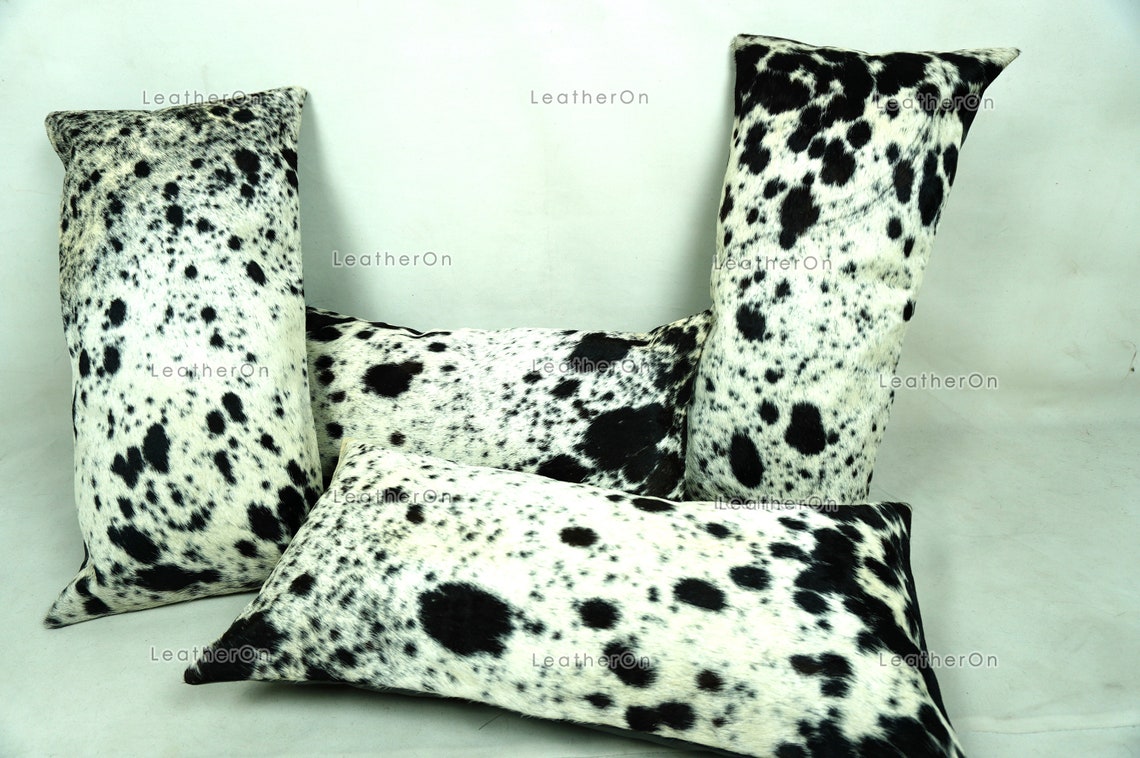 Cowhide Pillows Covers (12X 24 inch) 100% Natural Hair on Cowhide Leather Pillow Cases Real Cowhide Cushion Covers | PLW219