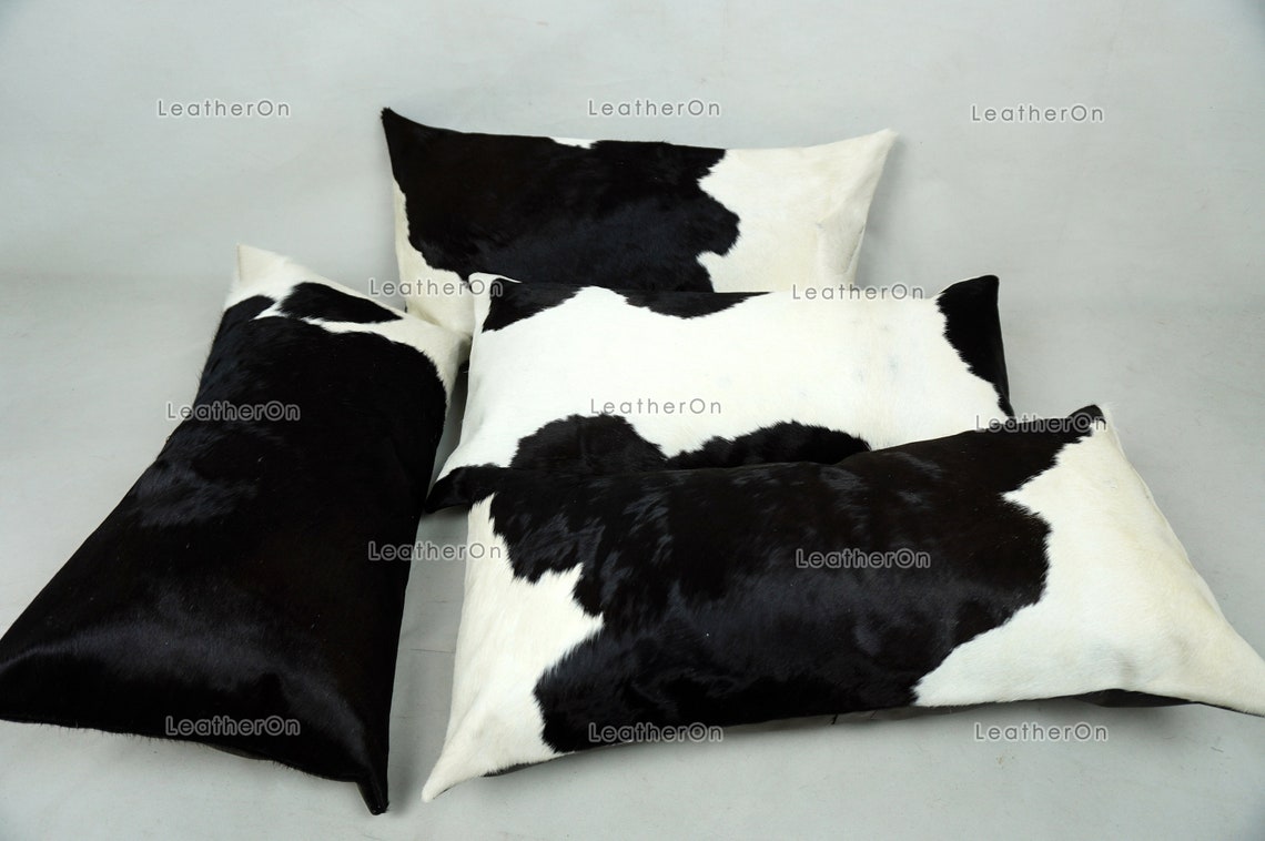 Cowhide Pillows Covers (12X 24 inch) 100% Natural Hair on Cowhide Leather Pillow Cases Real Cowhide Cushion Covers | PLW220