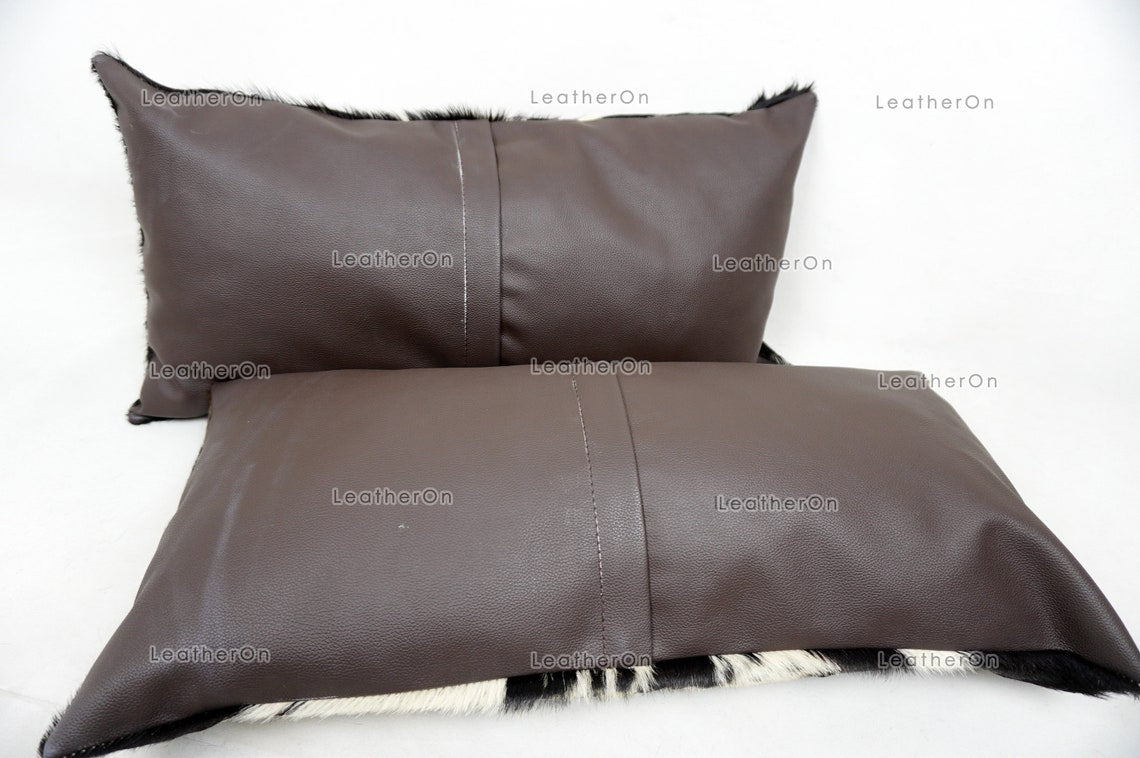 Cowhide Pillows Covers (12X 24 inch) 100% Natural Hair on Cowhide Leather Pillow Cases Real Cow Skin Cushion Covers | PLW221