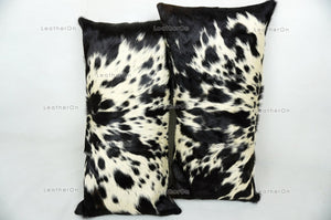 Cowhide Pillows Covers (12X 24 inch) 100% Natural Hair on Cowhide Leather Pillow Cases Real Cow Skin Cushion Covers | PLW221