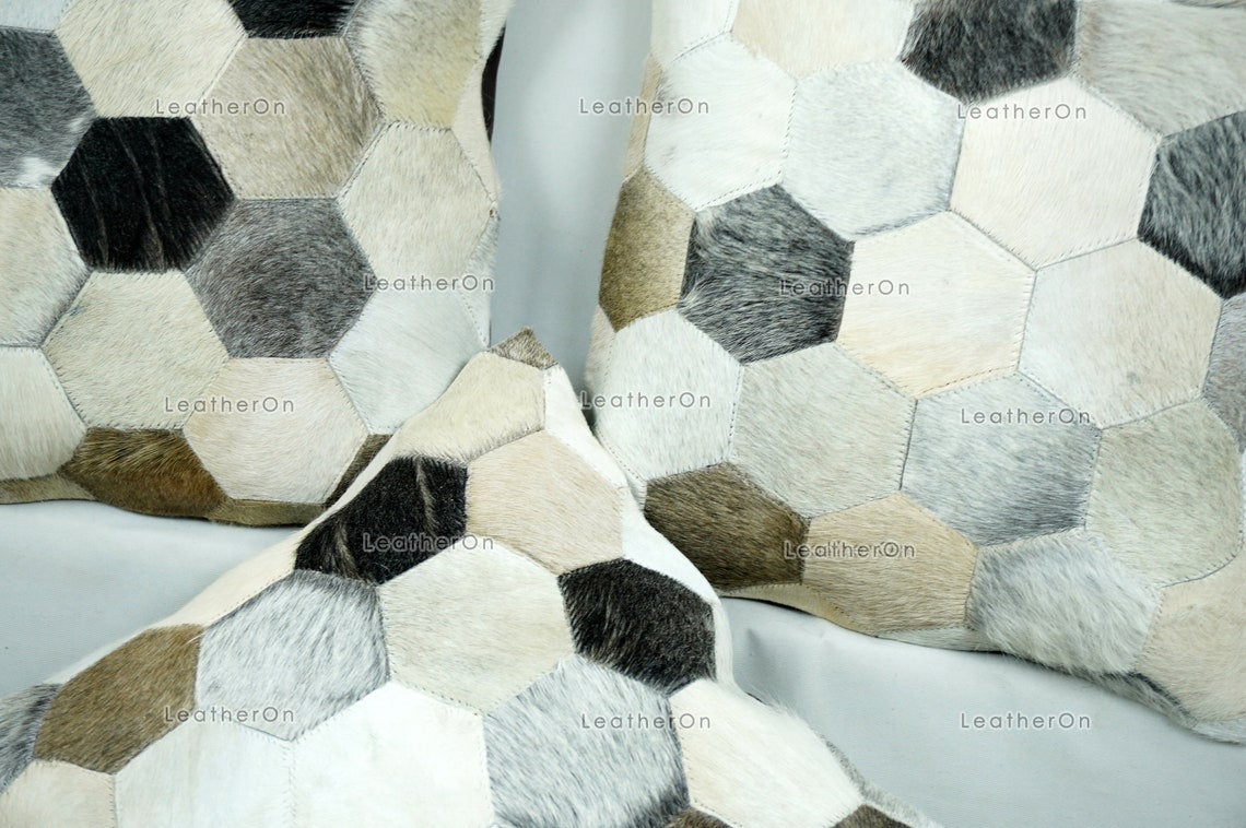Cowhide Patchwork Pillows Covers 100% Natural Hair on Cowhide Leather Pillow Cases Real Cow Skin Cushion Covers | PLW222