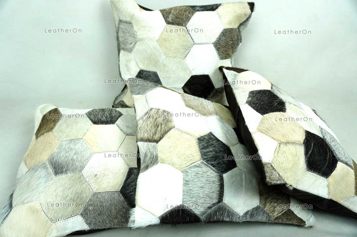 Cowhide Patchwork Pillows Covers 100% Natural Hair on Cowhide Leather Pillow Cases Real Cow Skin Cushion Covers | PLW222