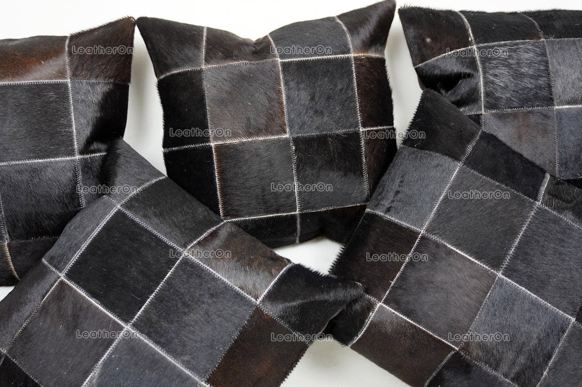 Cowhide Patchwork Pillows Covers 100% Natural Hair on Cowhide Leather Pillow Cases Real Cowhide Cushion Covers | PLW225
