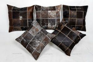 Cowhide Patchwork Pillows Covers 100% Natural Hair on Cowhide Leather Pillow Cases Real Cowhide Cushion Covers | PLW226