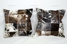 Load image into Gallery viewer, Cowhide Patchwork Pillows Covers 100% Natural Hair on Cowhide Leather Pillow Cases | PLW227
