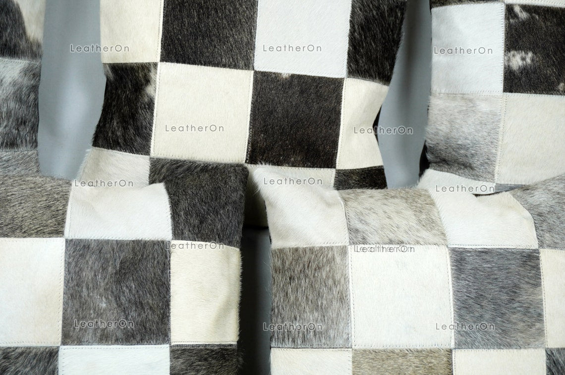 Cowhide Patchwork Pillows Covers 100% Natural Hair on Cowhide Leather Pillow Cases Real Cowhide Cushion Covers | PLW229