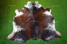Load image into Gallery viewer, Small (4.7 X 4.6 ft.) EXACT As Photo, Tricolor COWHIDE Area RUG | 100% Natural Cowhide Rug | Hair-on Leather Cow Hide Rug | C584
