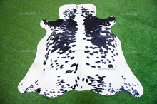 Charger l&#39;image dans la visionneuse de la galerie, Small (4.3 X 4.6 ft.) EXACT As Photo, Black White COWHIDE Area RUG | 100% Natural Cowhide Rug | Hair-on Leather Cow Hide Rug | C601
