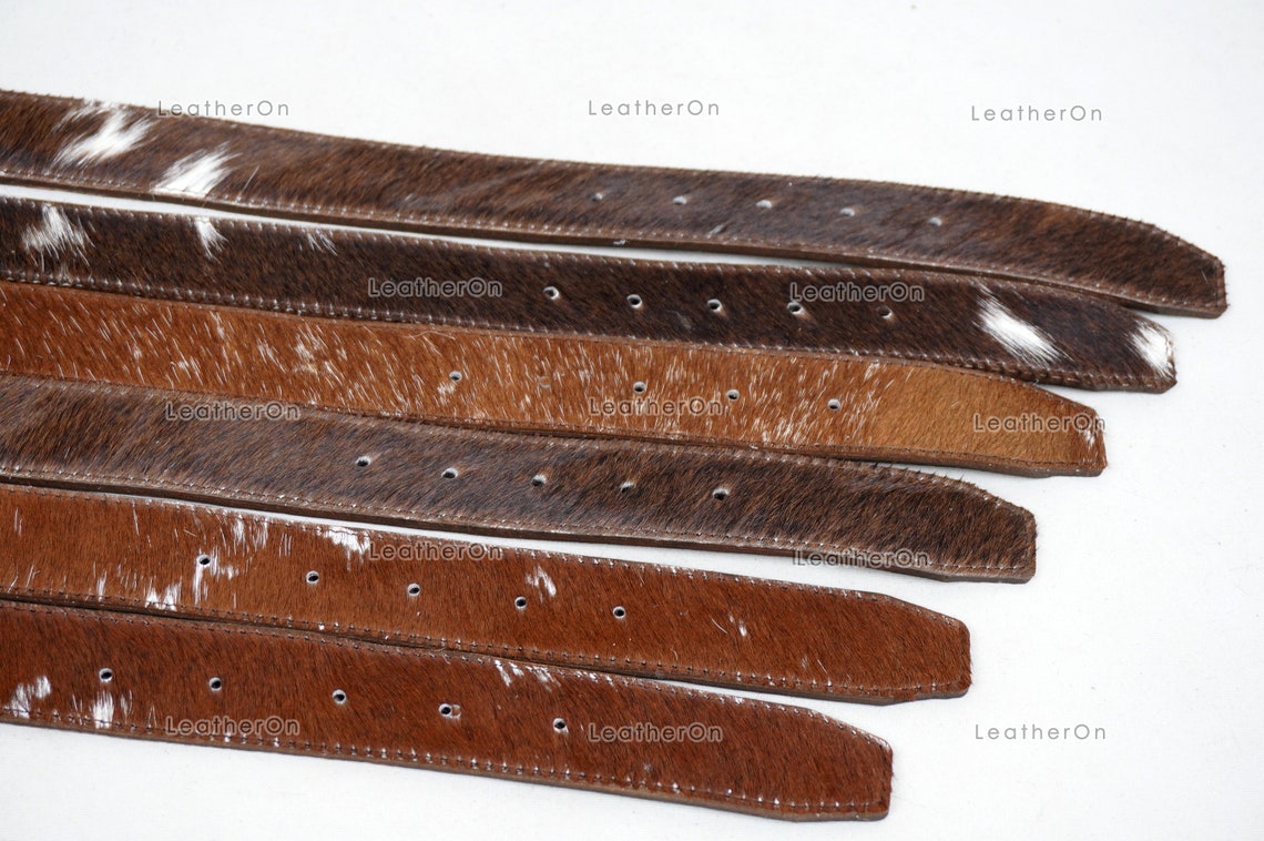 Genuine COWHIDE BELTS with Full Grain Leather Backside | Unisex 100% Natural Cow hide Belts | REAL Hair on Leather Belts | BLT12