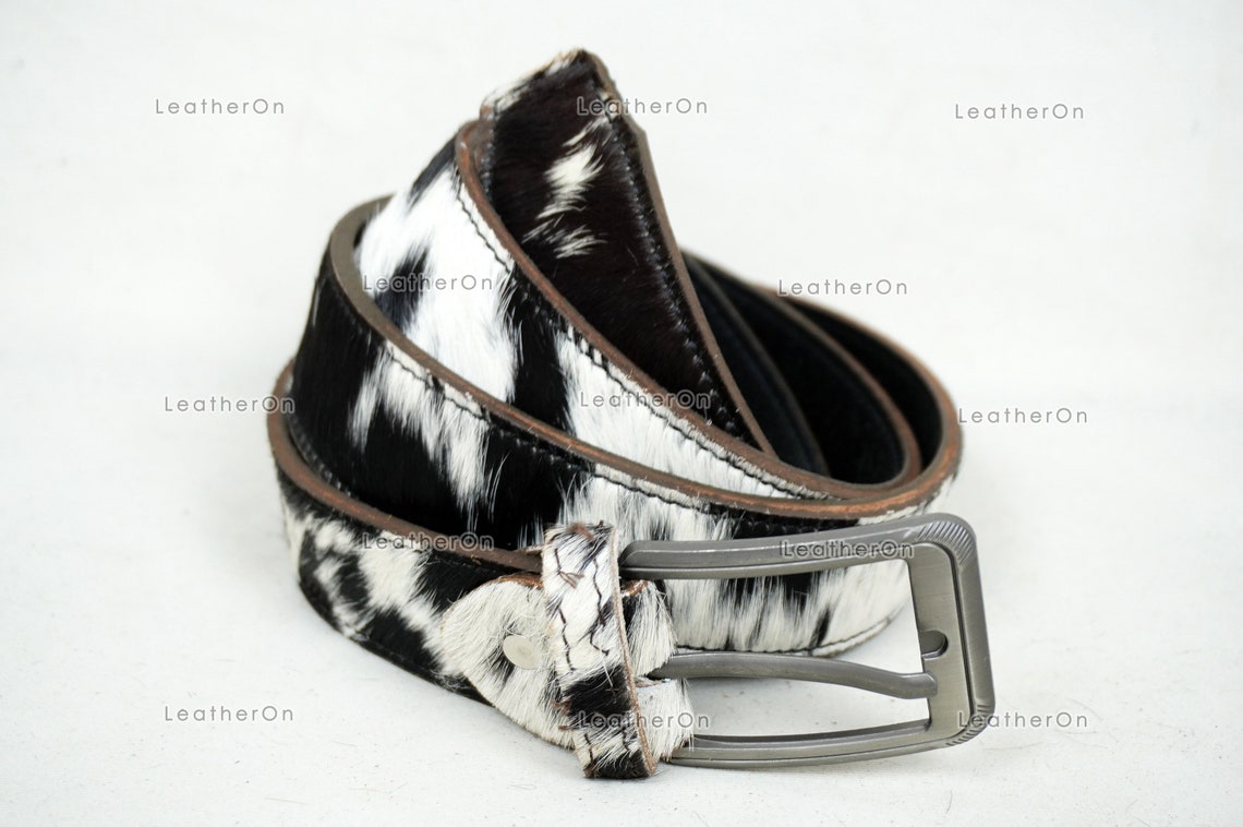 Genuine COWHIDE BELTS with Full Grain Leather Backside | Unisex 100% Natural Cow hide Belts | REAL Hair on Leather Belts | BLT13