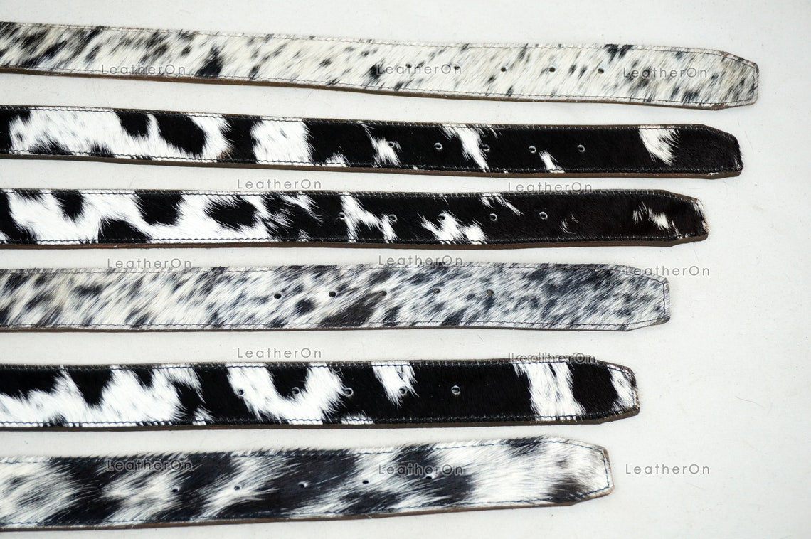Genuine COWHIDE BELTS with Full Grain Leather Backside | Unisex 100% Natural Cow hide Belts | REAL Hair on Leather Belts | BLT13
