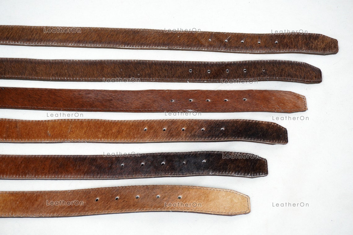 Genuine COWHIDE BELTS with Full Grain Leather Backside | Unisex 100% Natural Cow hide Belts | REAL Hair on Leather Belts | BLT15