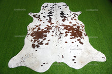Load image into Gallery viewer, XLARGE (6 X 5.9 ft.) Exact As Photo, Brown White COWHIDE RUG | 100% Natural Cowhide Rug | Hair-on Leather Cow Hide Rug | C610
