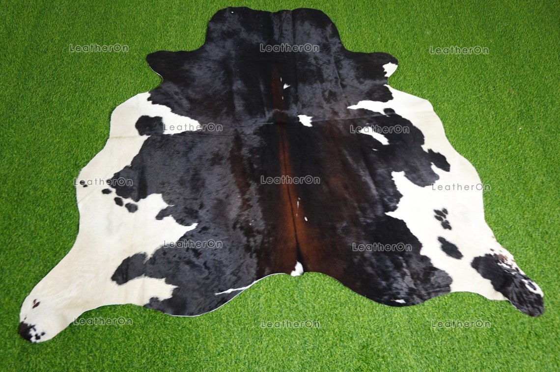 Medium (5 x 5.5 ft.) EXACT As Photo, Black White COWHIDE RUG | 100% Natural Cowhide Area Rug | Hair-on Cowhide Leather Rug | C616