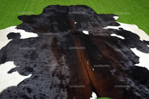 Medium (5 x 5.5 ft.) EXACT As Photo, Black White COWHIDE RUG | 100% Natural Cowhide Area Rug | Hair-on Cowhide Leather Rug | C616