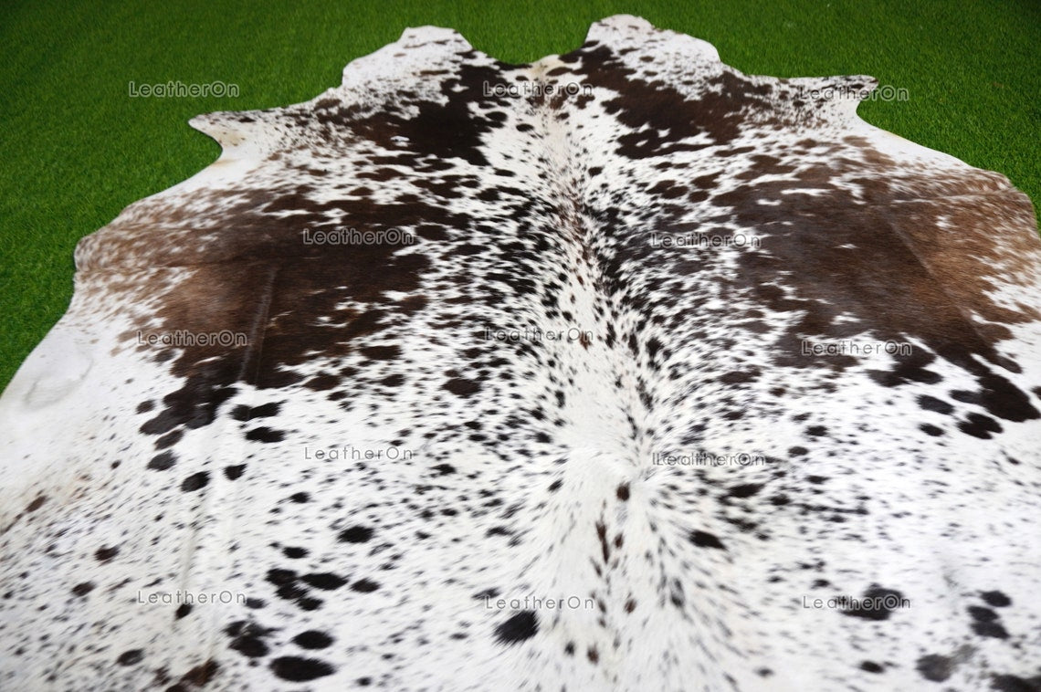XLARGE (5.9 X 5.9 ft.) Exact As Photo, Tricolor COWHIDE RUG | 100% Natural Cowhide Rug | Hair-on Leather Cow Hide Rug | C624