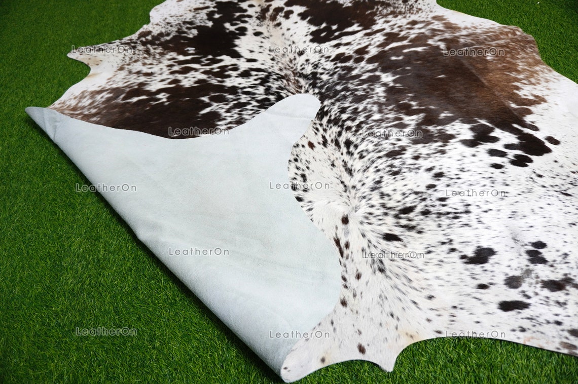 XLARGE (5.9 X 5.9 ft.) Exact As Photo, Tricolor COWHIDE RUG | 100% Natural Cowhide Rug | Hair-on Leather Cow Hide Rug | C624