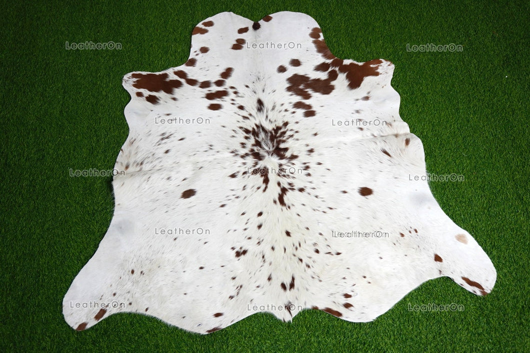 Medium (5.2 x 5.5 ft.) EXACT As Photo, Brown White COWHIDE RUG | 100% Natural Cowhide Area Rug | Hair-on Cowhide Leather Rug