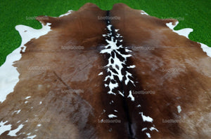 XLARGE (5.9 X 6 ft.) Exact As Photo, Tricolor COWHIDE RUG | 100% Natural Cowhide Rug | Hair-on Leather Cow Hide Rug | C631