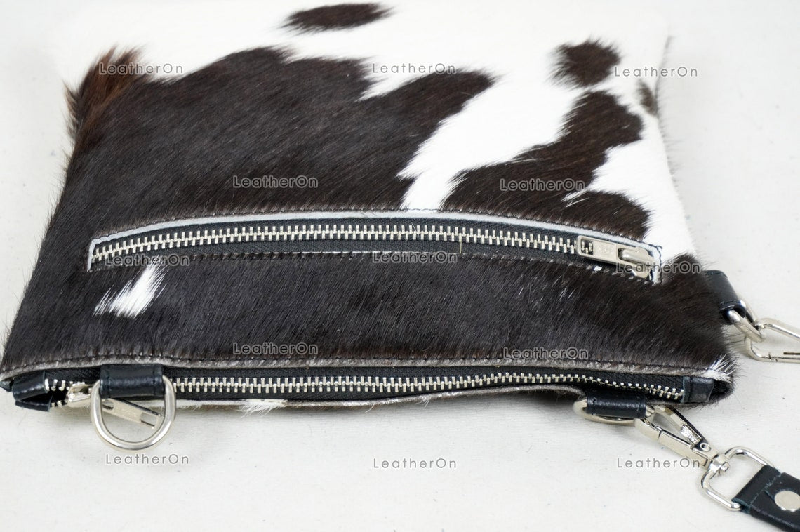 Natural Cowhide Cross body Bags with Strap | 100% Real Hair On Cowhide Leather Wristlet Bags | Genuine Cow skin Ladies Handbags | CB1