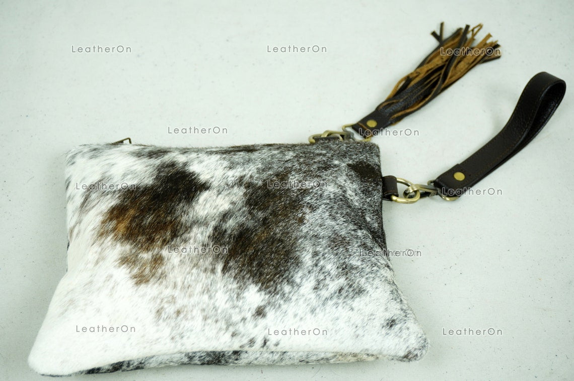 Natural Cowhide Cross body Bags with Strap | 100% Real Hair On Cowhide Leather Wristlet Bags | Genuine Cow skin Ladies Handbags | CB2