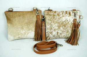 Natural Cowhide Cross body Bags with Strap | 100% Real Hair On Cowhide Leather Wristlet Bags | Genuine Cow skin Ladies Handbags | CB4