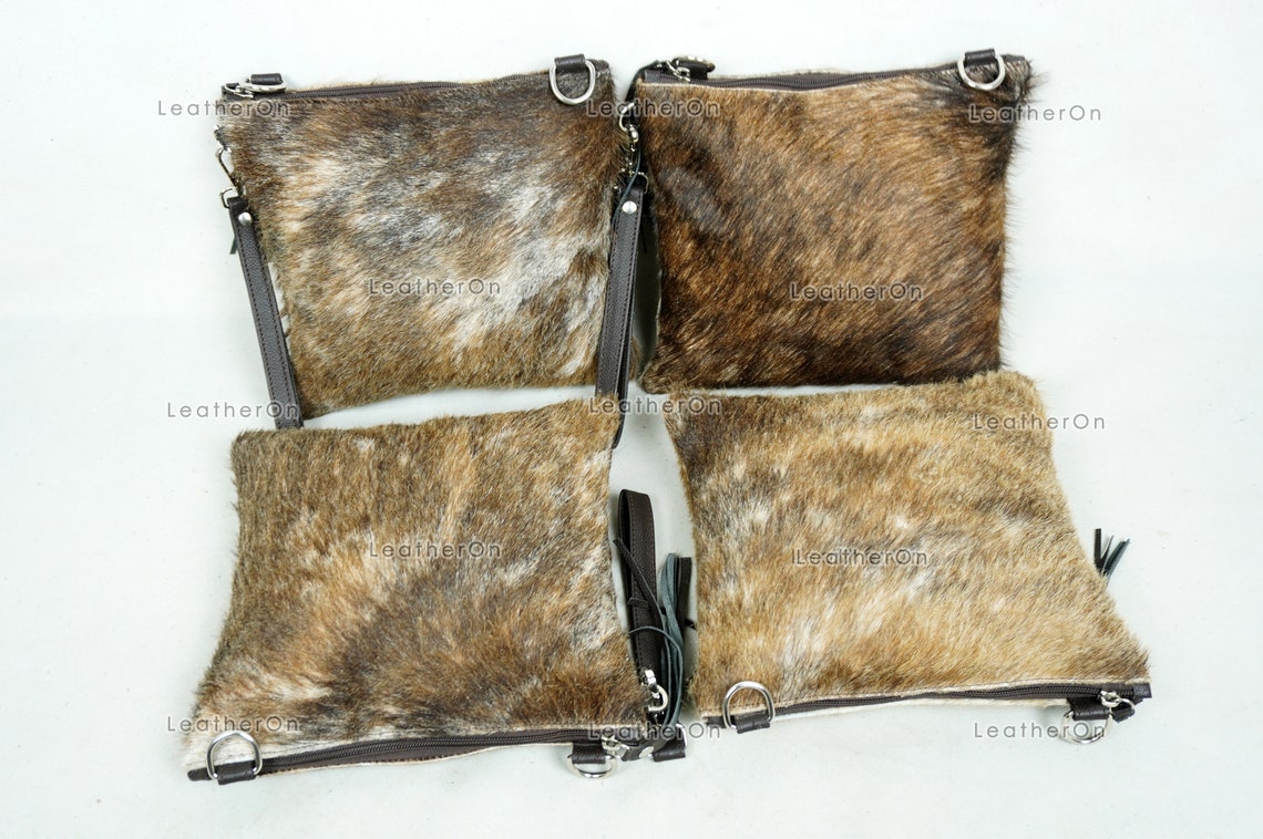 Natural Cowhide Cross body Bags with Strap | 100% Real Hair On Cowhide Leather Wristlet Bags | Genuine Cow skin Ladies Handbags | CB6