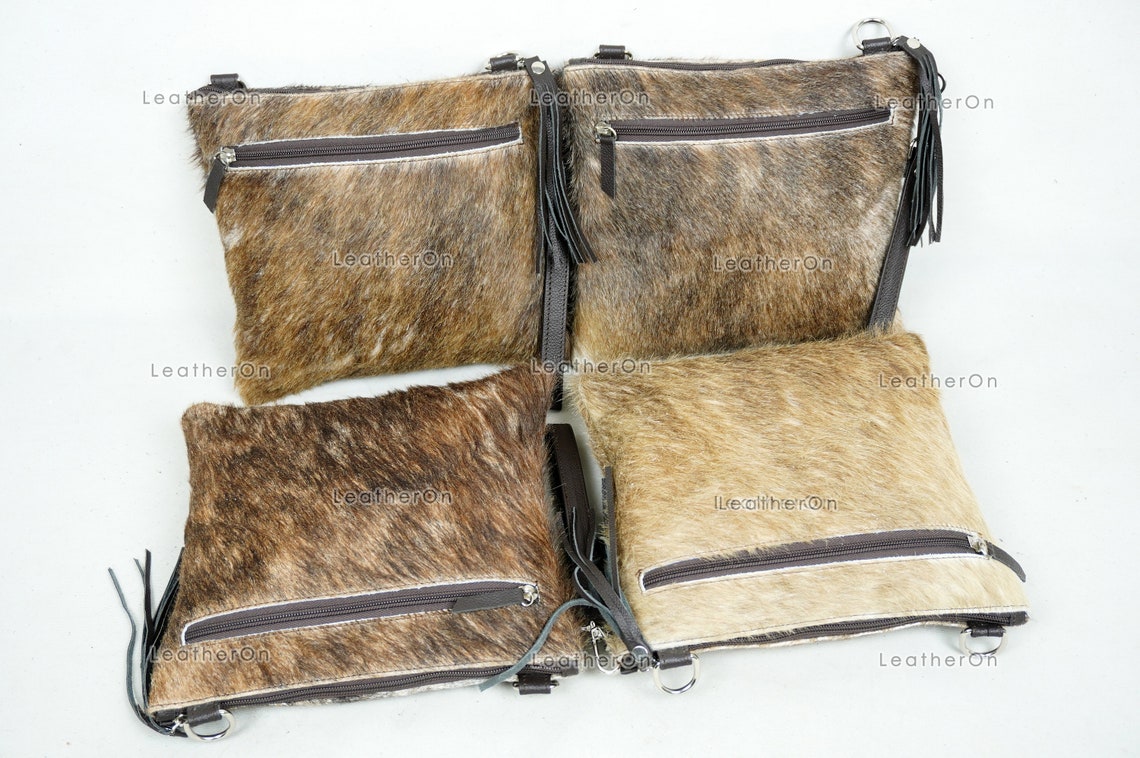 Natural Cowhide Cross body Bags with Strap | 100% Real Hair On Cowhide Leather Wristlet Bags | Genuine Cow skin Ladies Handbags | CB6