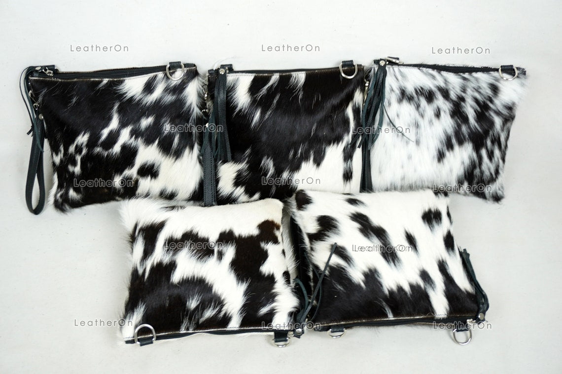 Natural Cowhide Cross body Bags with Strap | 100% Real Hair On Cowhide Leather Wristlet Bags | Genuine Cow skin Ladies Handbags | CB7