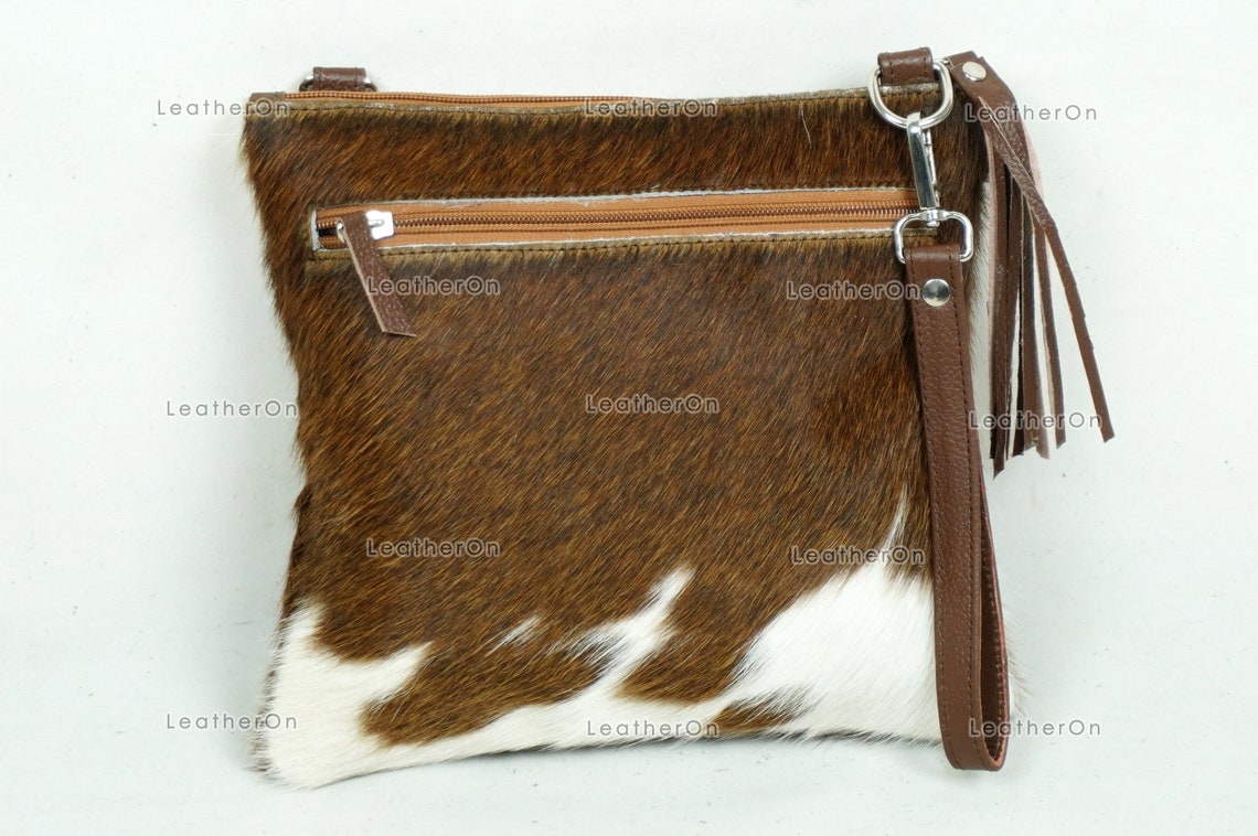Natural Cowhide Cross body Bags with Strap | 100% Real Hair On Cowhide Leather Wristlet Bags | Genuine Cow skin Ladies Handbags | CB8