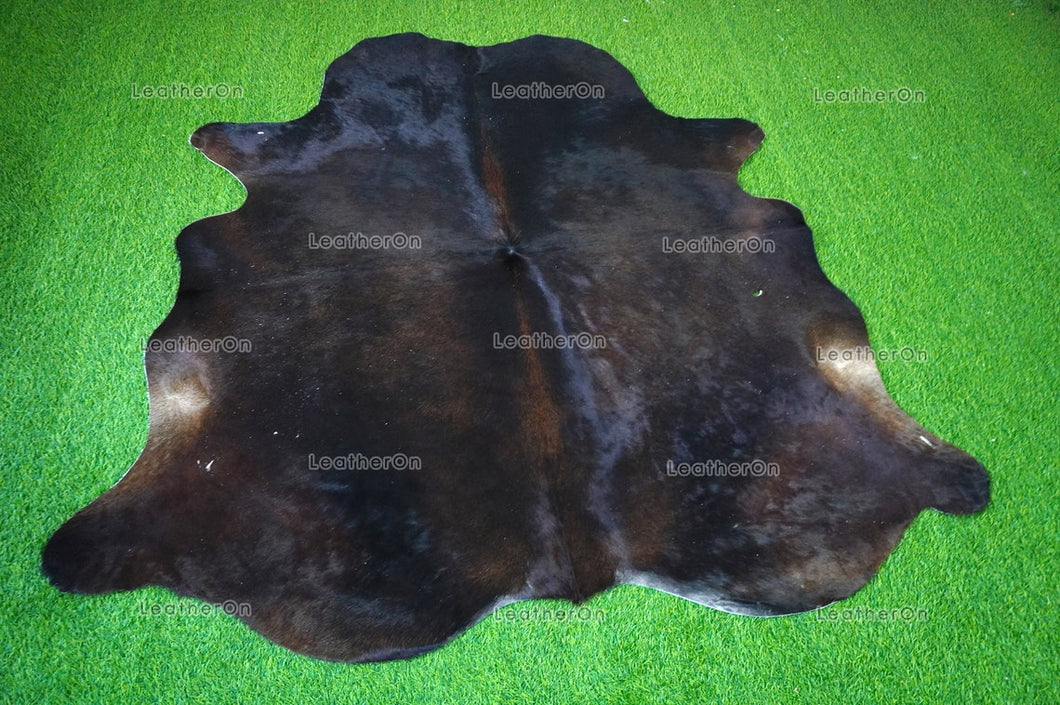 XLARGE (6 X 5.9 ft.) Exact As Photo, Black COWHIDE RUG | 100% Natural Cowhide Rug | Hair-on Leather Cow Hide Rug | C652