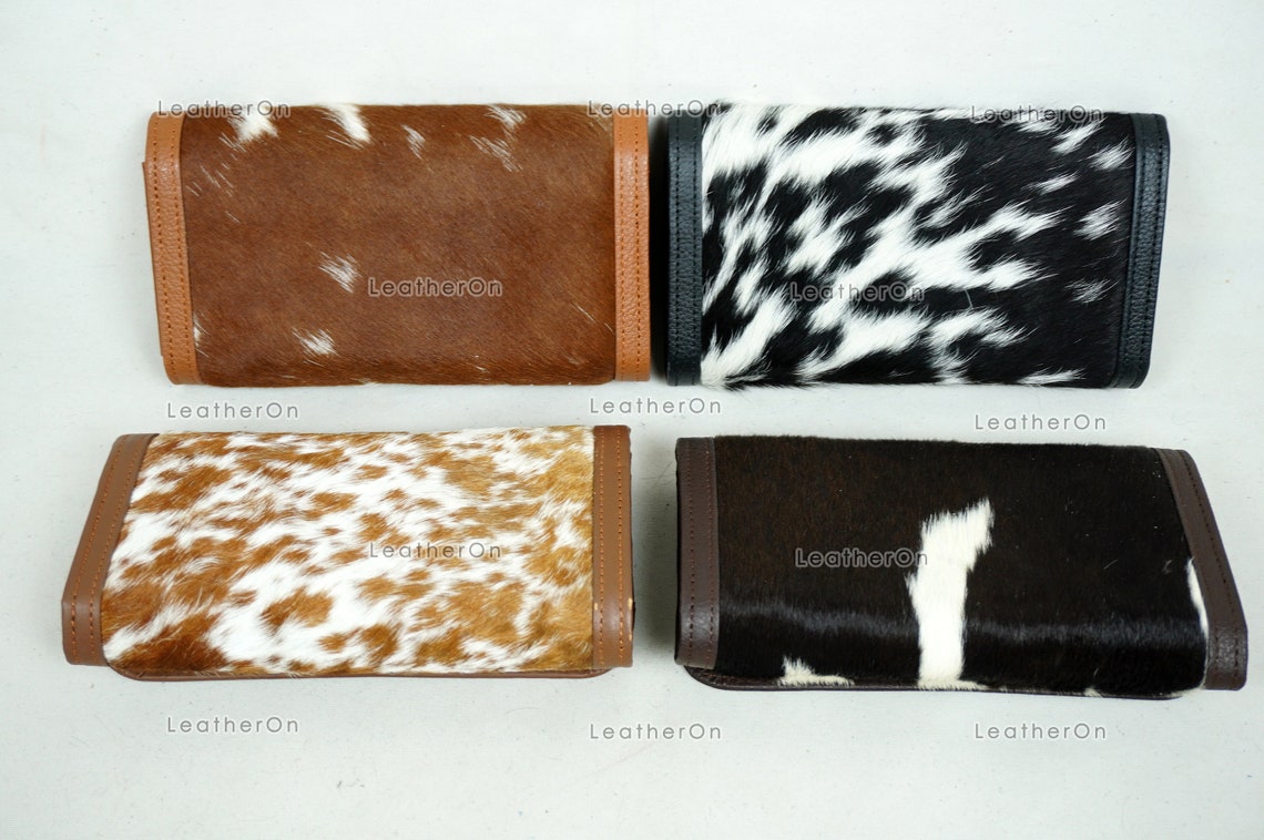 100% Natural Cowhide Clutch Wallet | Real Hair on Leather Clutch Purse | Genuine Cow Skin Leather Clutch Pouch | Real Cowhide Clutch Bag