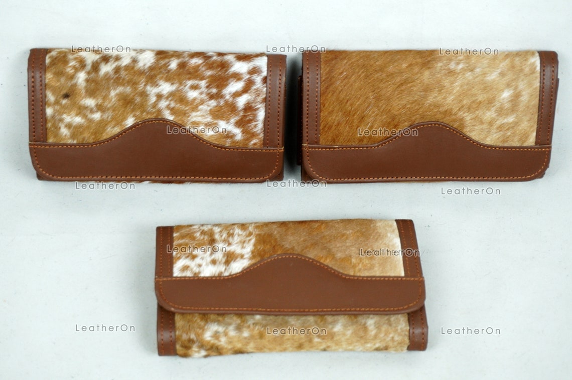100% Natural Cowhide Clutch Wallet | Real Hair on Leather Clutch Purse | Genuine Cow Skin Leather Clutch Pouch | Real Cowhide Clutch Bag