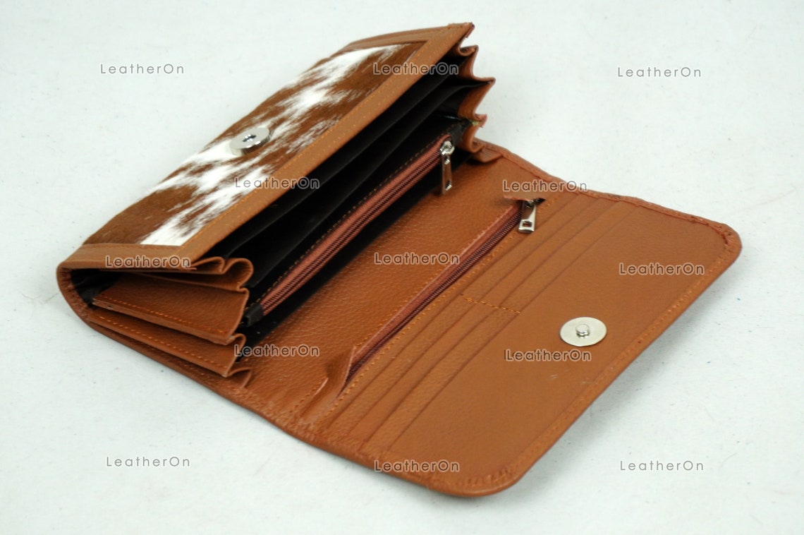 100% Natural Cowhide Clutch Wallet | Real Hair on Leather Clutch Purse | Genuine Cow Skin Leather Clutch Pouch | Real Cowhide Clutch Bag