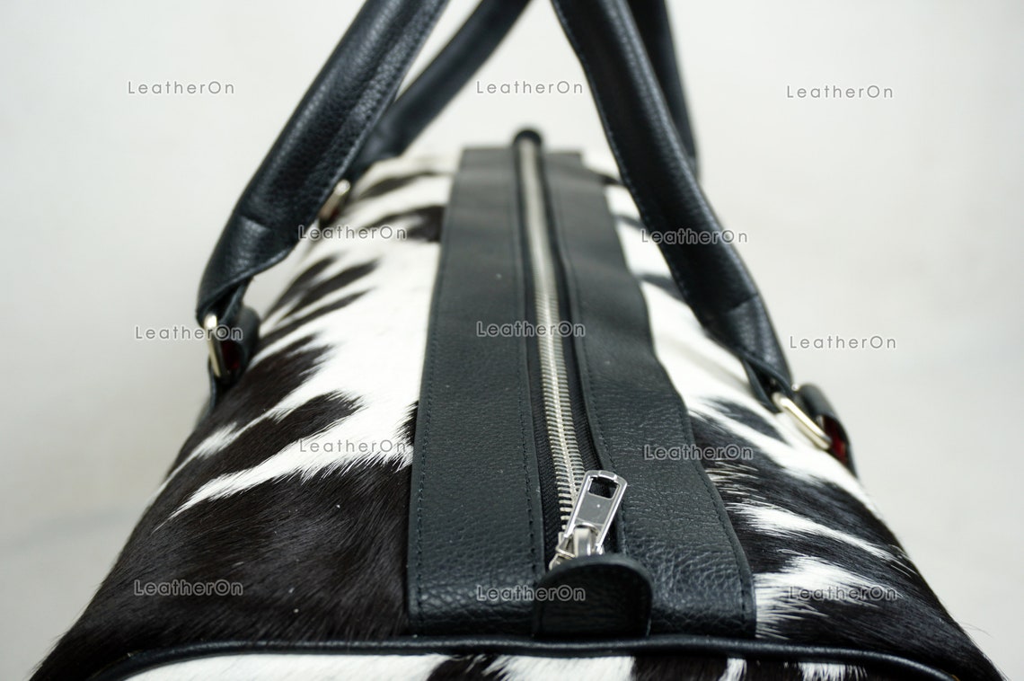 Natural Cowhide Duffel Bag Hair On Leather TRAVEL Bag Real Cow hide Luggage Bag Original Cow Skin Duffel Bag | DB31