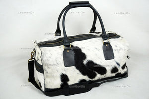Natural Cowhide Duffel Bag Hair On Leather TRAVEL Bag Real Cowhide Luggage Bag Cow Skin Duffel Bag | DB59
