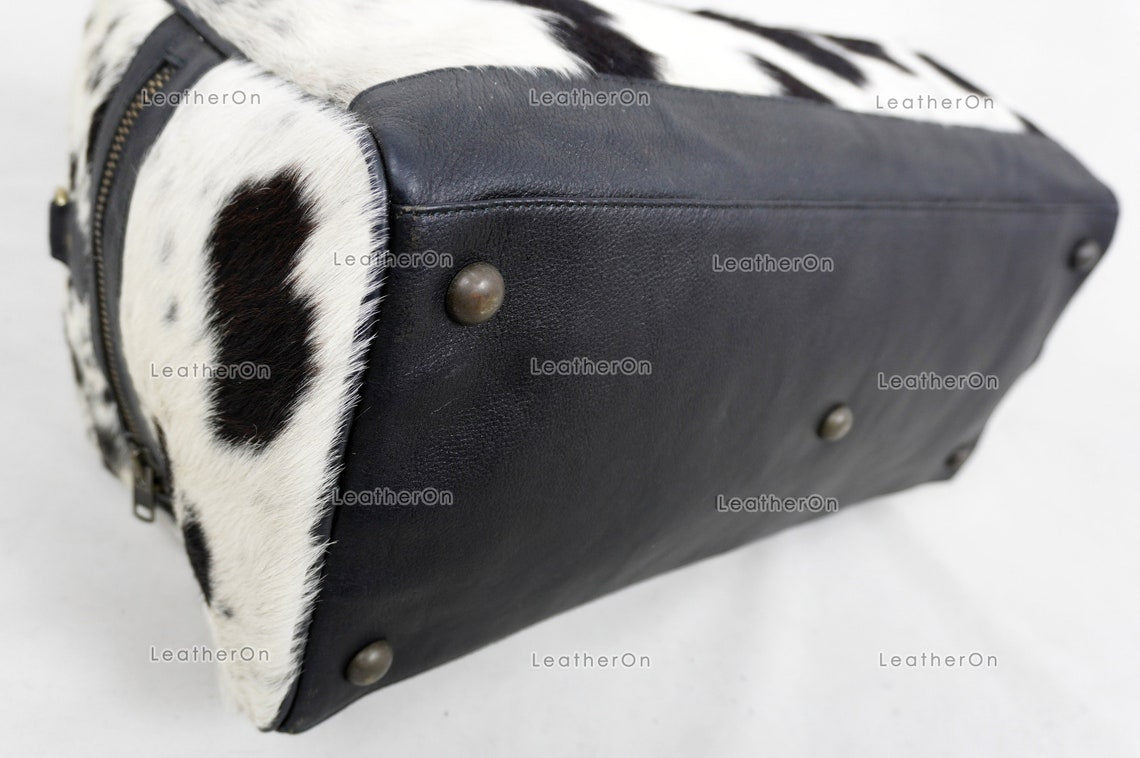 Natural Cowhide Duffel Bag Hair On Leather TRAVEL Bag Real Cowhide Luggage Bag Cow Skin Duffel Bag | DB59