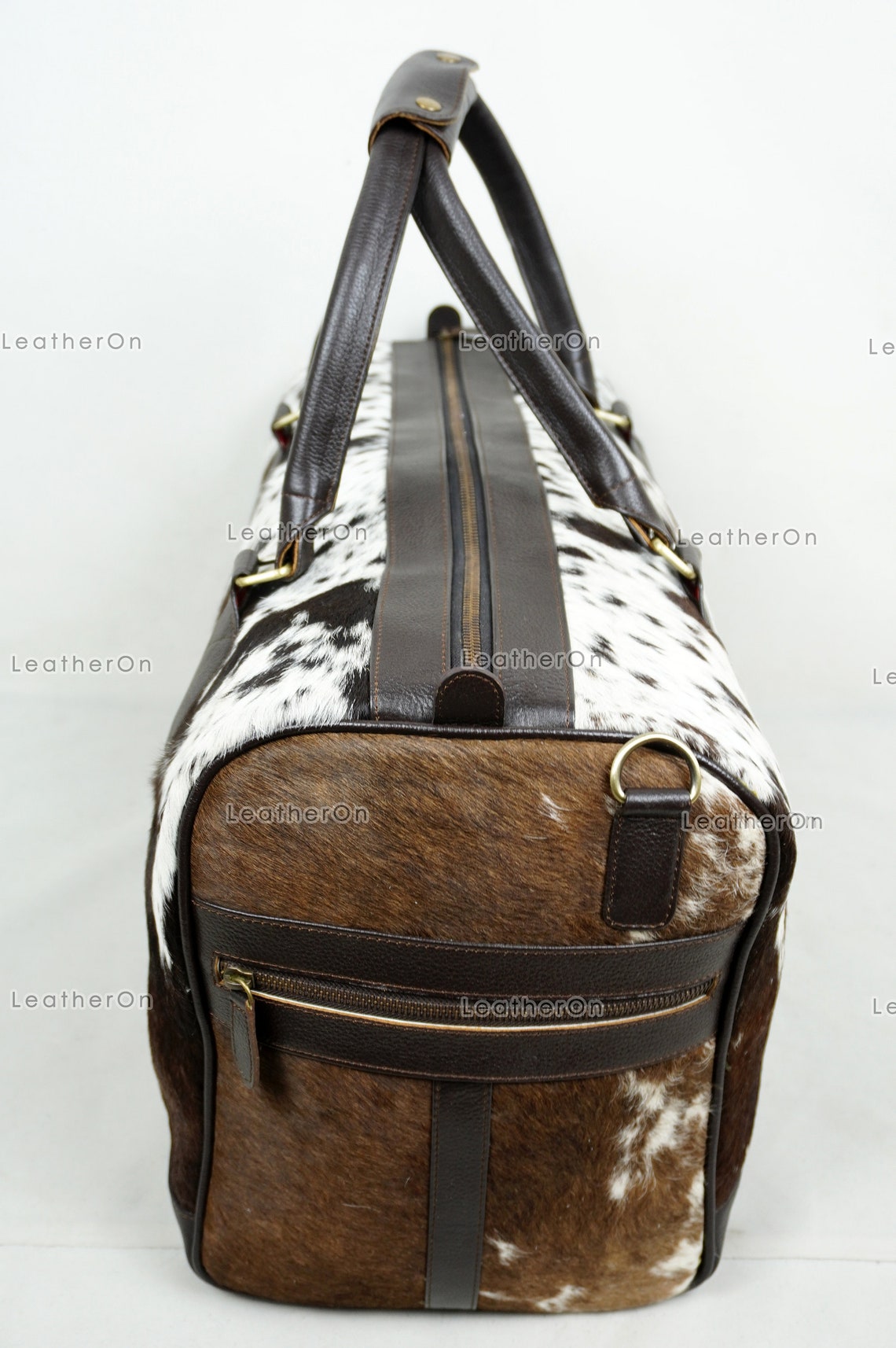 Natural Cowhide Duffel Bag Hair On Leather TRAVEL Bag Real Cowhide Luggage Bag Original Cow Skin Duffel Bag | DB62