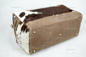 Natural Cowhide Duffel Bag Real Hair On Leather TRAVEL Bag Original Cow Skin Luggage Bag | DB65