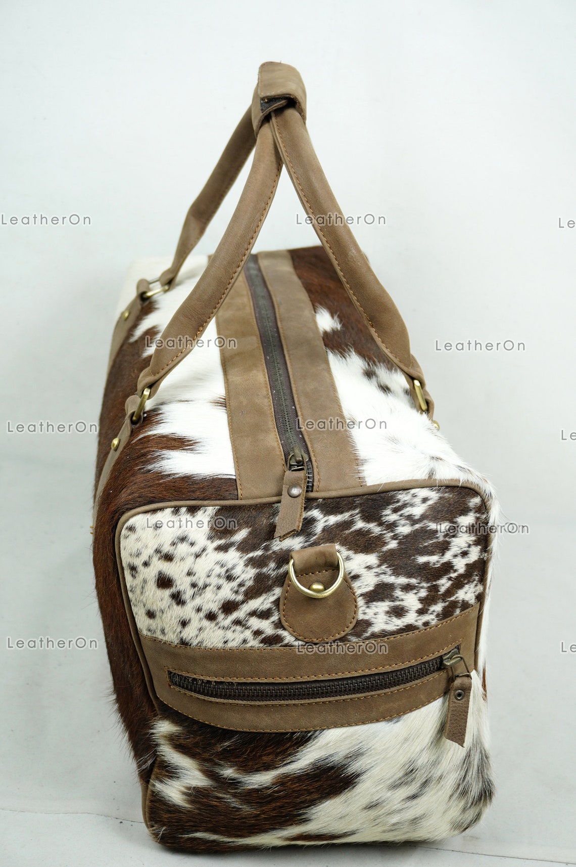 Natural Cowhide Duffel Bag Real Hair On Leather TRAVEL Bag Original Cow Skin Luggage Bag | DB65